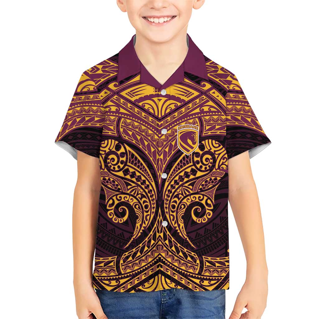 Personalized Brisbane Broncos Hawaiian Shirt Polynesian Tribal Pattern Style