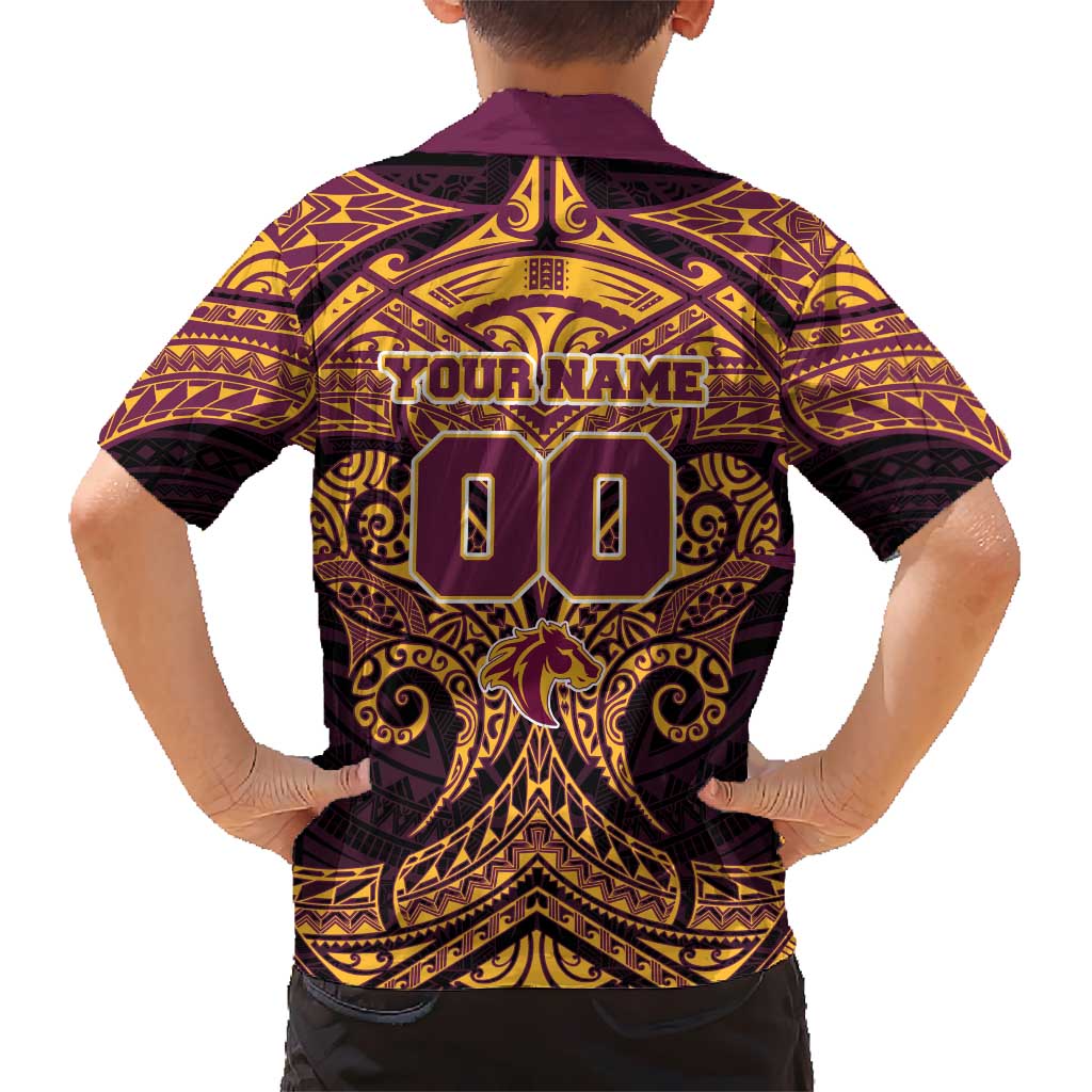 Personalized Brisbane Broncos Hawaiian Shirt Polynesian Tribal Pattern Style