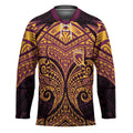 Personalized Brisbane Broncos Hockey Jersey Polynesian Tribal Pattern Style