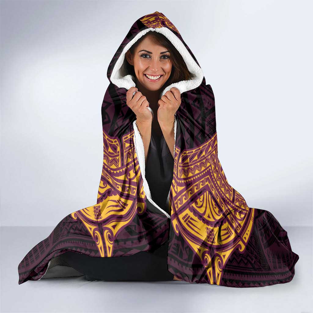 Personalized Brisbane Broncos Hooded Blanket Polynesian Tribal Pattern Style