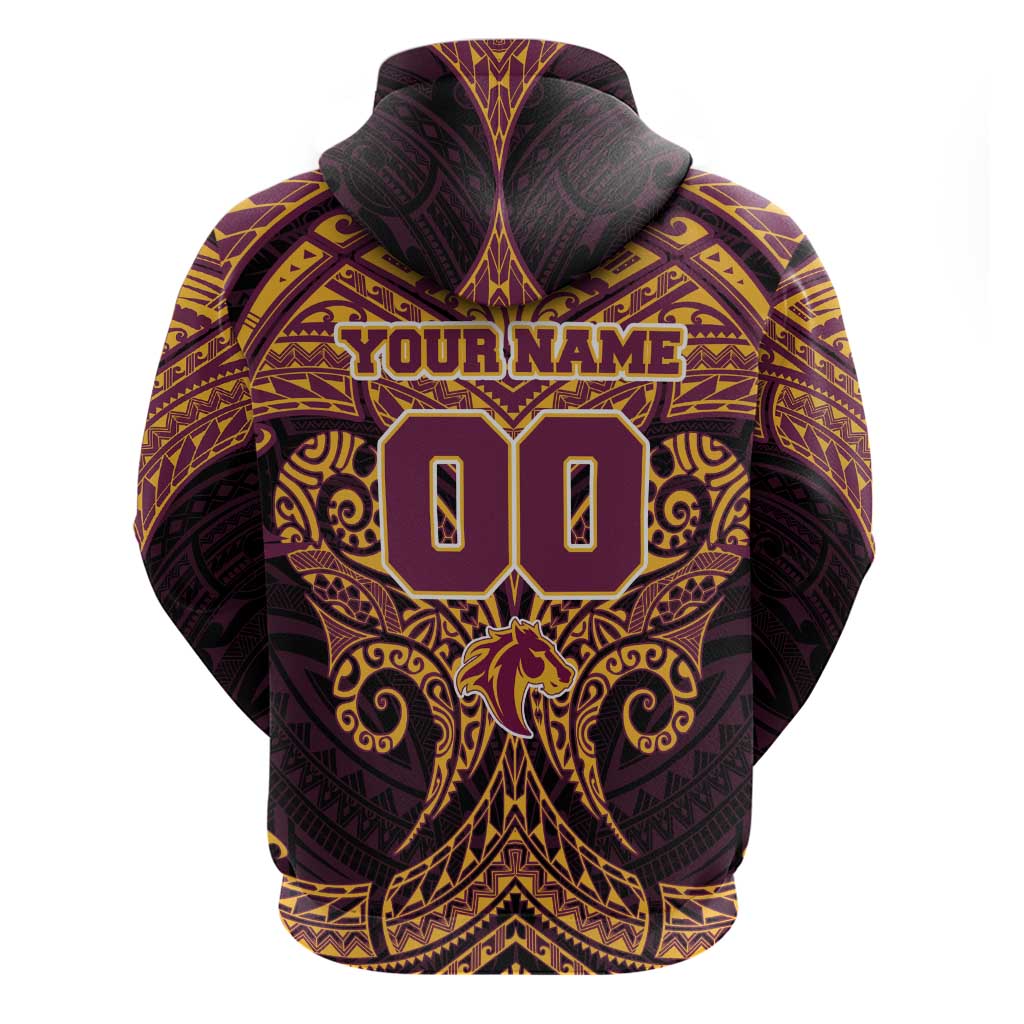 Personalized Brisbane Broncos Hoodie Polynesian Tribal Pattern Style
