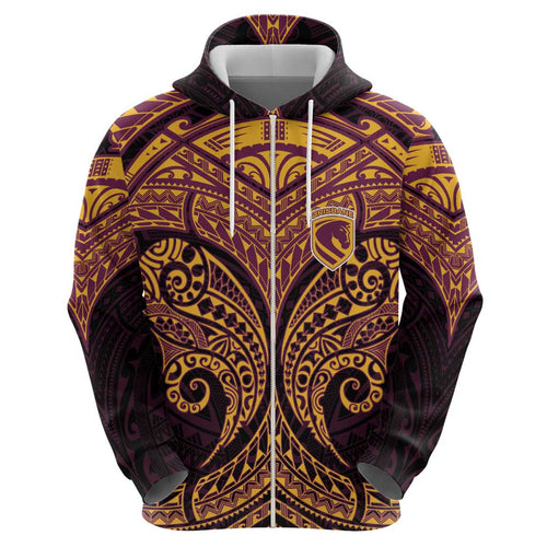 Personalized Brisbane Broncos Hoodie Polynesian Tribal Pattern Style