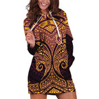 Personalized Brisbane Broncos Hoodie Dress Polynesian Tribal Pattern Style