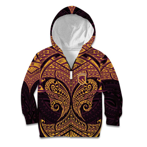 Personalized Brisbane Broncos Kid Hoodie Polynesian Tribal Pattern Style