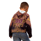 Personalized Brisbane Broncos Kid Hoodie Polynesian Tribal Pattern Style