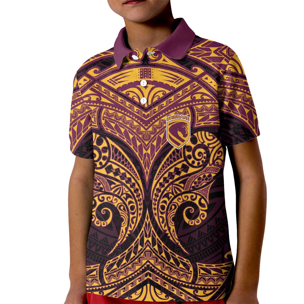 Personalized Brisbane Broncos Kid Polo Shirt Polynesian Tribal Pattern Style