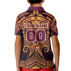 Personalized Brisbane Broncos Kid Polo Shirt Polynesian Tribal Pattern Style