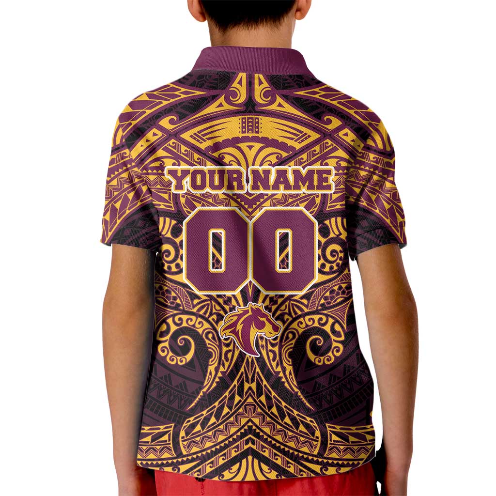 Personalized Brisbane Broncos Kid Polo Shirt Polynesian Tribal Pattern Style