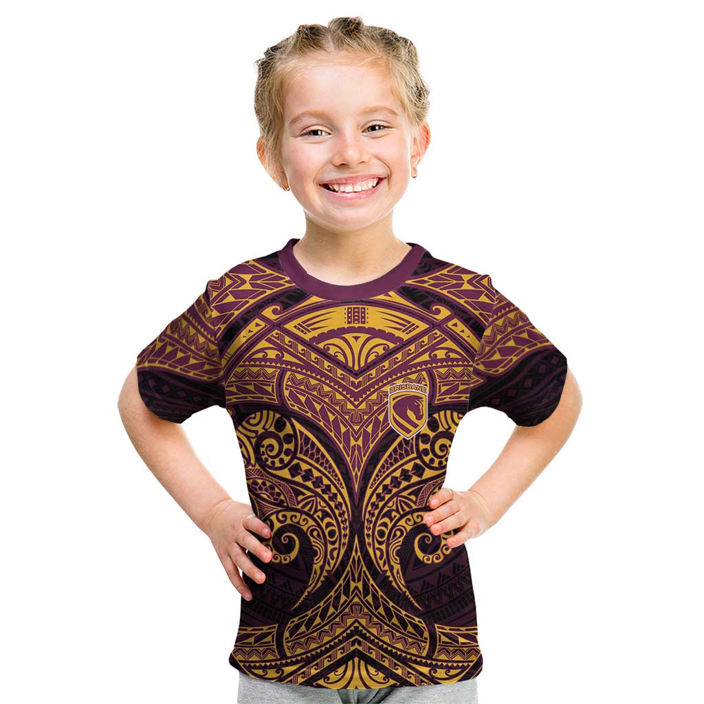 Personalized Brisbane Broncos Kid T Shirt Polynesian Tribal Pattern Style