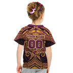 Personalized Brisbane Broncos Kid T Shirt Polynesian Tribal Pattern Style