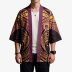 Personalized Brisbane Broncos Kimono Polynesian Tribal Pattern Style