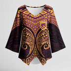 Personalized Brisbane Broncos Kimono Sleeve Blouse Polynesian Tribal Pattern Style