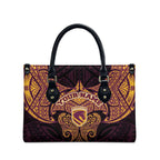 Personalized Brisbane Broncos Leather Bag Polynesian Tribal Pattern Style