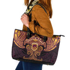 Personalized Brisbane Broncos Leather Tote Bag Polynesian Tribal Pattern Style