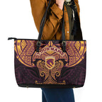 Personalized Brisbane Broncos Leather Tote Bag Polynesian Tribal Pattern Style