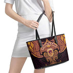 Personalized Brisbane Broncos Leather Tote Bag Polynesian Tribal Pattern Style
