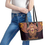 Personalized Brisbane Broncos Leather Tote Bag Polynesian Tribal Pattern Style