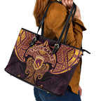 Personalized Brisbane Broncos Leather Tote Bag Polynesian Tribal Pattern Style