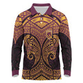 Personalized Brisbane Broncos Long Sleeve Polo Shirt Polynesian Tribal Pattern Style