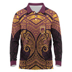 Personalized Brisbane Broncos Long Sleeve Polo Shirt Polynesian Tribal Pattern Style