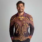 Personalized Brisbane Broncos Long Sleeve Polo Shirt Polynesian Tribal Pattern Style