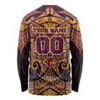 Personalized Brisbane Broncos Long Sleeve Shirt Polynesian Tribal Pattern Style