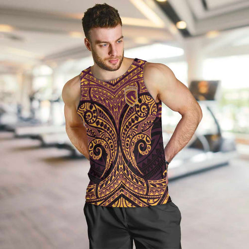 Personalized Brisbane Broncos Men Tank Top Polynesian Tribal Pattern Style