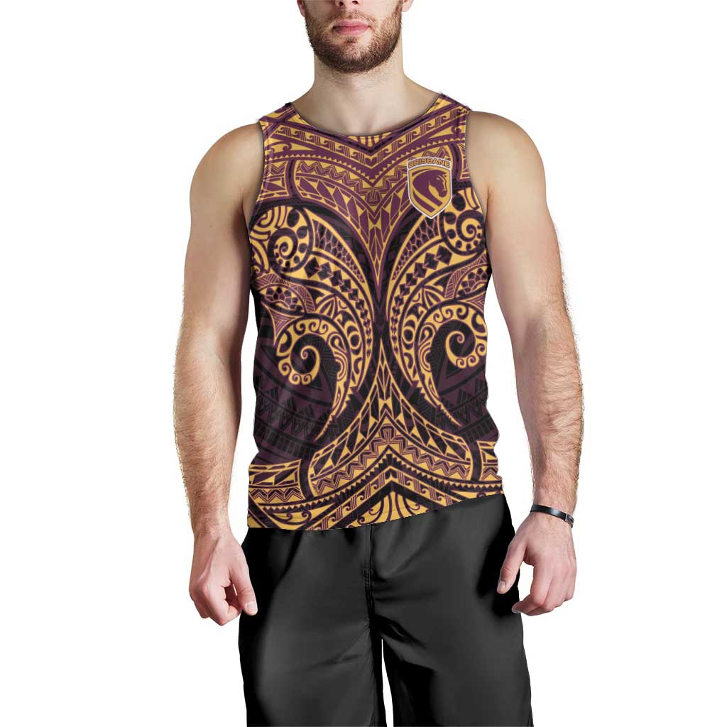 Personalized Brisbane Broncos Men Tank Top Polynesian Tribal Pattern Style