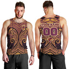 Personalized Brisbane Broncos Men Tank Top Polynesian Tribal Pattern Style