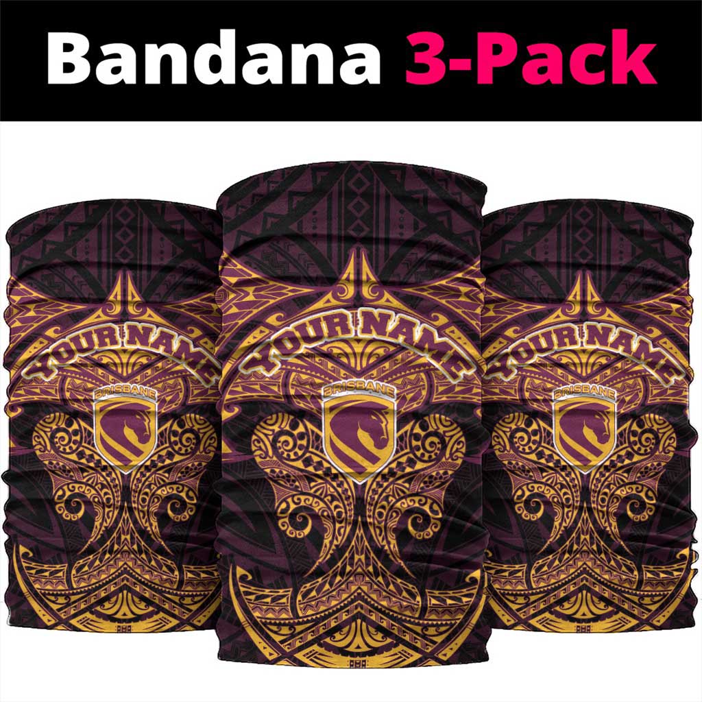 Personalized Brisbane Broncos Neck Gaiter Polynesian Tribal Pattern Style
