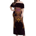 Personalized Brisbane Broncos Off Shoulder Maxi Dress Polynesian Tribal Pattern Style