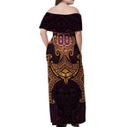 Personalized Brisbane Broncos Off Shoulder Maxi Dress Polynesian Tribal Pattern Style