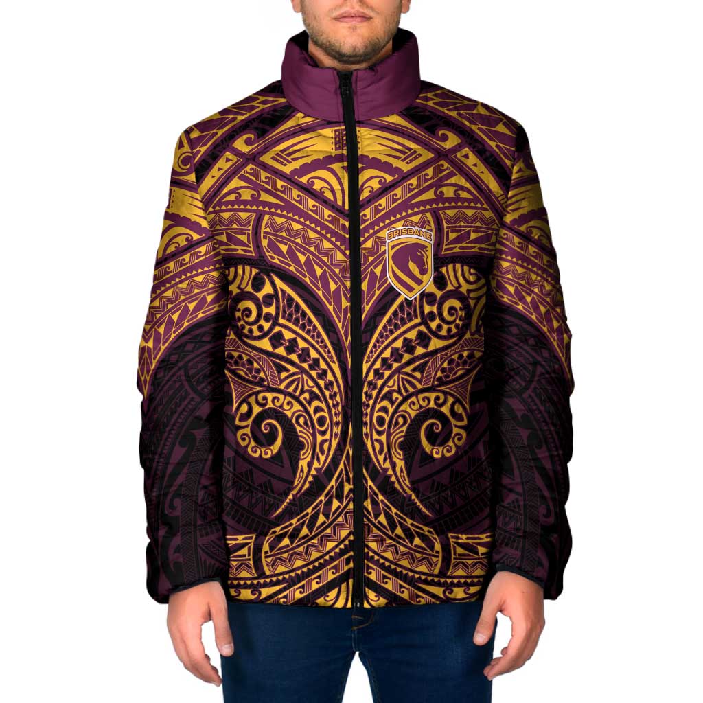 Personalized Brisbane Broncos Padded Jacket Polynesian Tribal Pattern Style