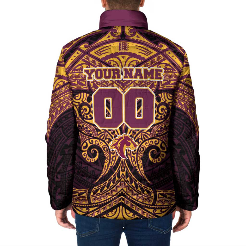 Personalized Brisbane Broncos Padded Jacket Polynesian Tribal Pattern Style