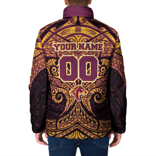 Personalized Brisbane Broncos Padded Jacket Polynesian Tribal Pattern Style
