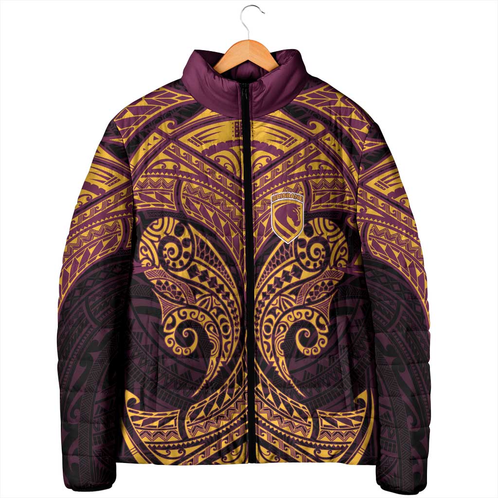 Personalized Brisbane Broncos Padded Jacket Polynesian Tribal Pattern Style