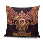 Personalized Brisbane Broncos Pillow Cover Polynesian Tribal Pattern Style