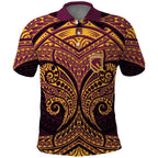 Personalized Brisbane Broncos Polo Shirt Polynesian Tribal Pattern Style