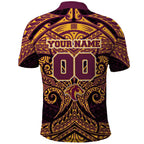 Personalized Brisbane Broncos Polo Shirt Polynesian Tribal Pattern Style