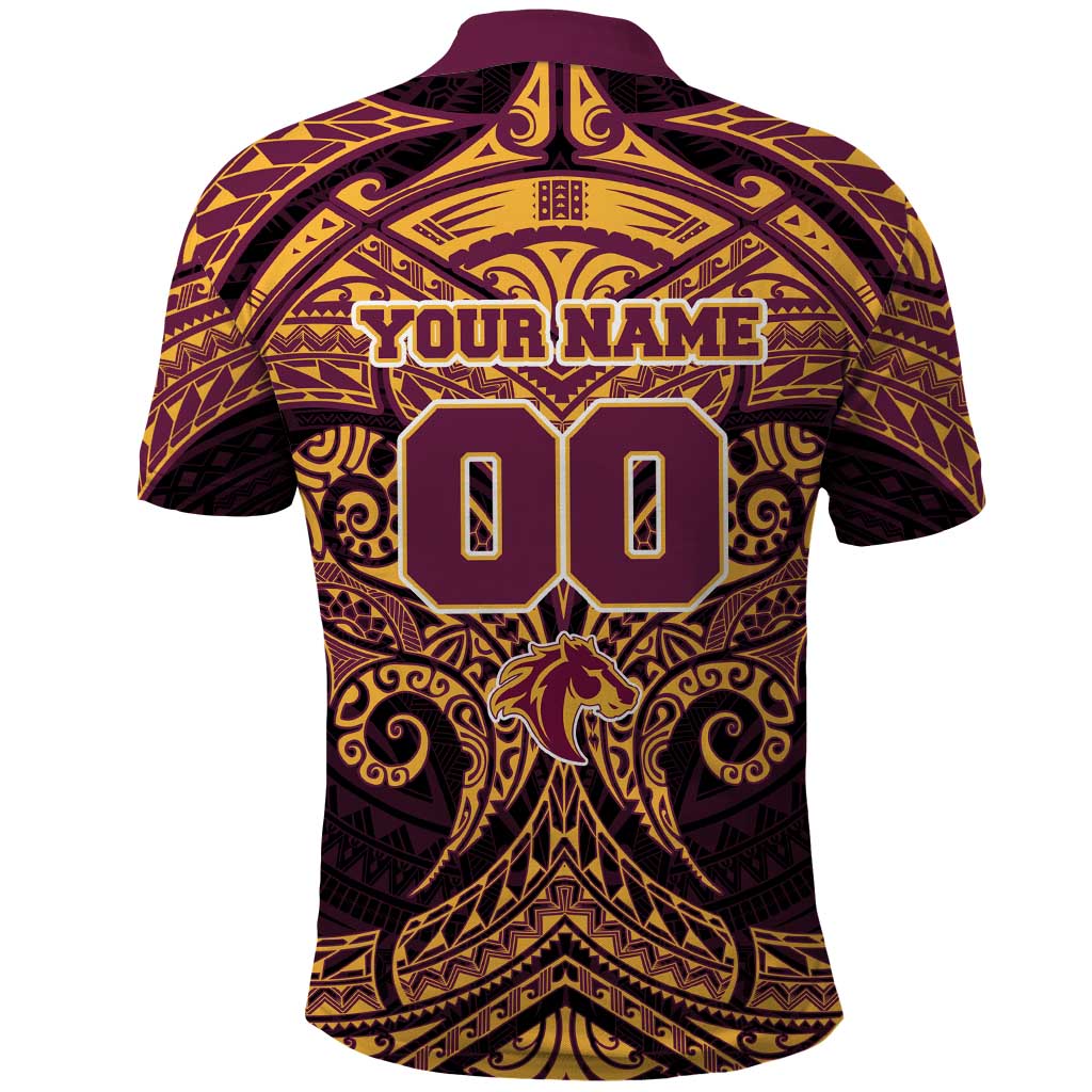 Personalized Brisbane Broncos Polo Shirt Polynesian Tribal Pattern Style