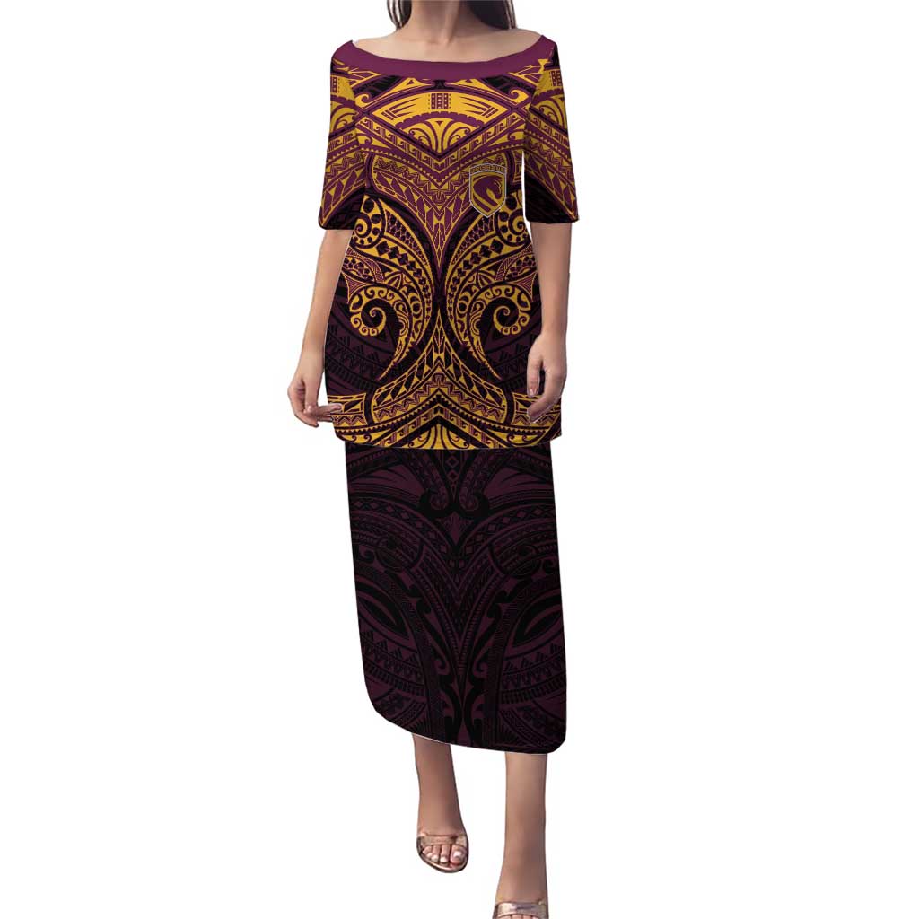 Personalized Brisbane Broncos Puletasi Polynesian Tribal Pattern Style