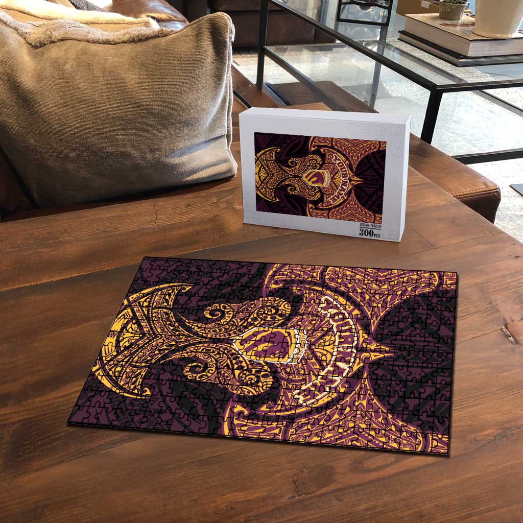Personalized Brisbane Broncos Puzzle Polynesian Tribal Pattern Style
