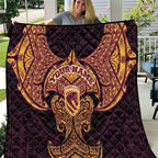 Personalized Brisbane Broncos Quilt Polynesian Tribal Pattern Style