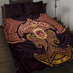 Personalized Brisbane Broncos Quilt Bed Set Polynesian Tribal Pattern Style