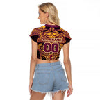 Personalized Brisbane Broncos Raglan Cropped T Shirt Polynesian Tribal Pattern Style