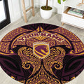 Personalized Brisbane Broncos Round Carpet Polynesian Tribal Pattern Style