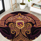 Personalized Brisbane Broncos Round Carpet Polynesian Tribal Pattern Style