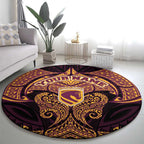Personalized Brisbane Broncos Round Carpet Polynesian Tribal Pattern Style