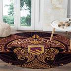 Personalized Brisbane Broncos Round Carpet Polynesian Tribal Pattern Style