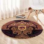 Personalized Brisbane Broncos Round Carpet Polynesian Tribal Pattern Style